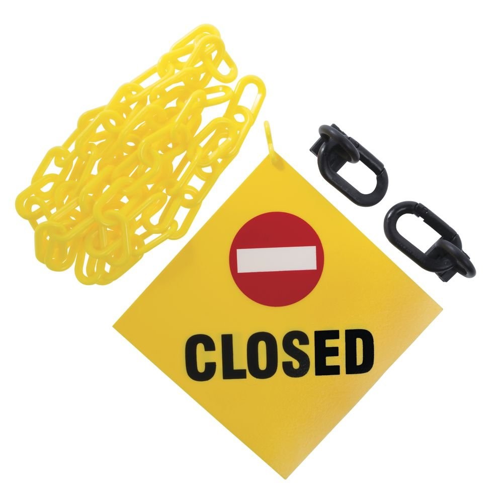 Mr. Chain Closed Sign Kit Sign And 6-Feet Yellow 2-Inch Chain 7406Cl