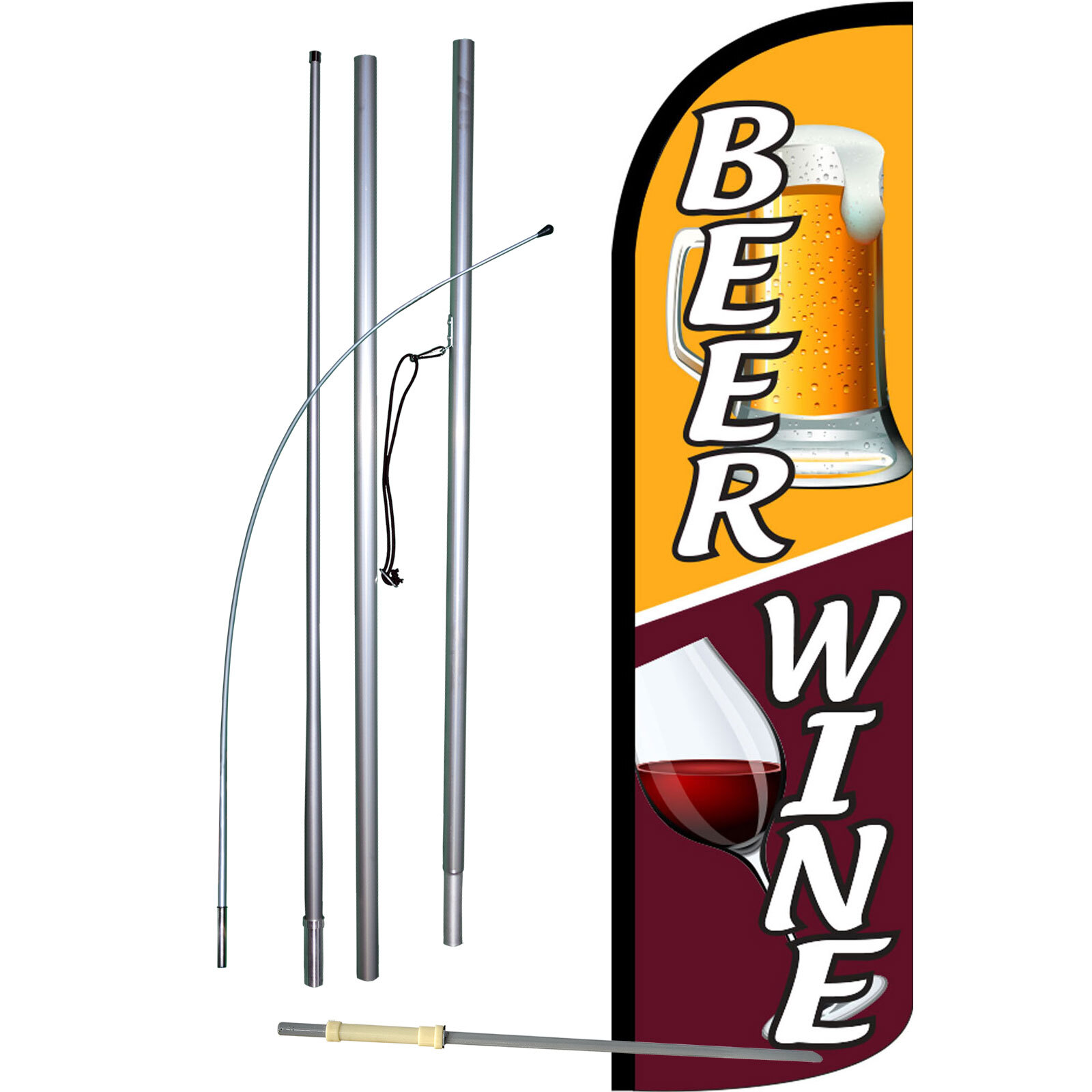 Beer/Wine Flag with Flag Pole and Spike