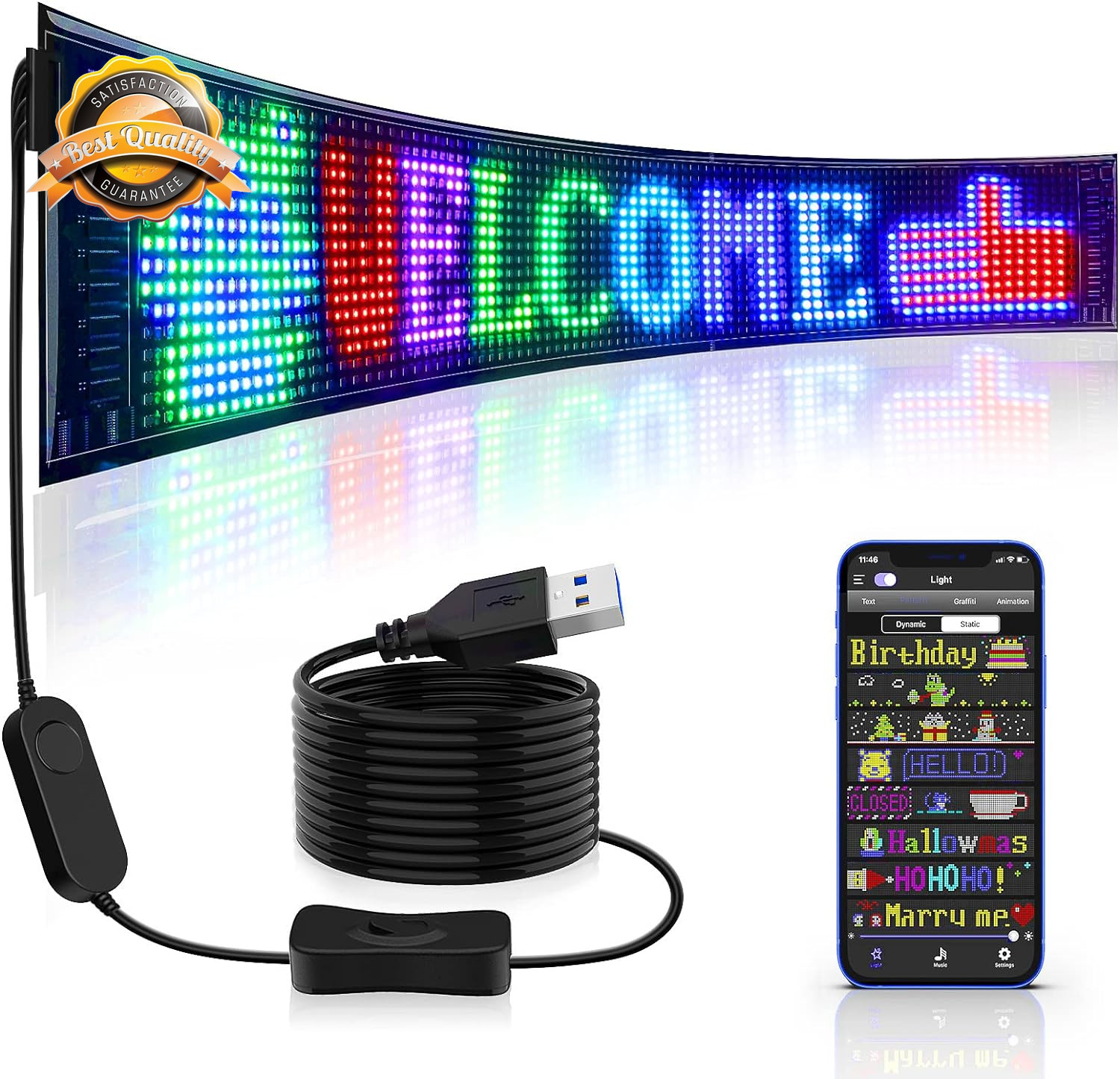 Scrolling Huge Bright Advertising LED Signs, Flexible USB 5V LED Store Sign Blue