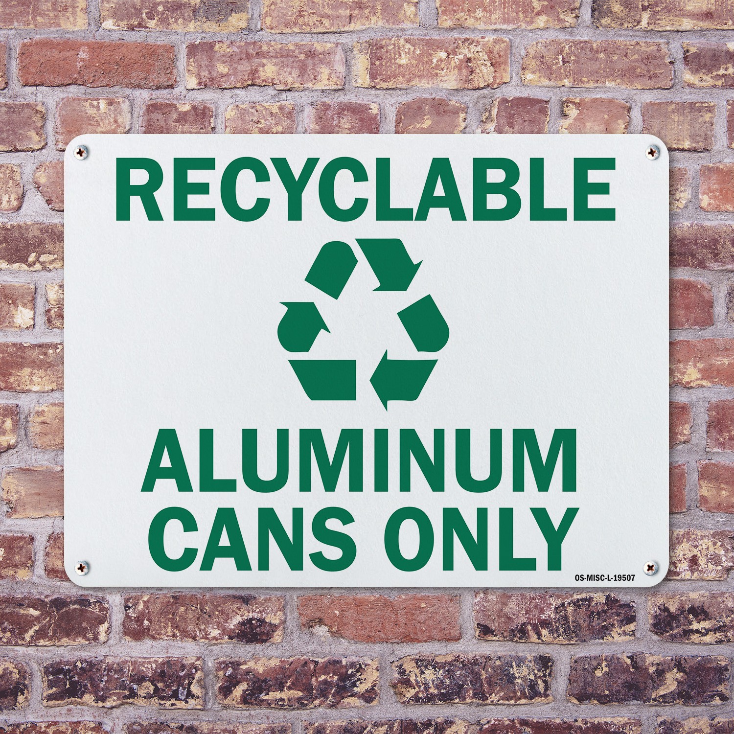 Recyclable Aluminum Cans Only with Graphic OSHA Sign Or Decal – 5 or 10 Pack