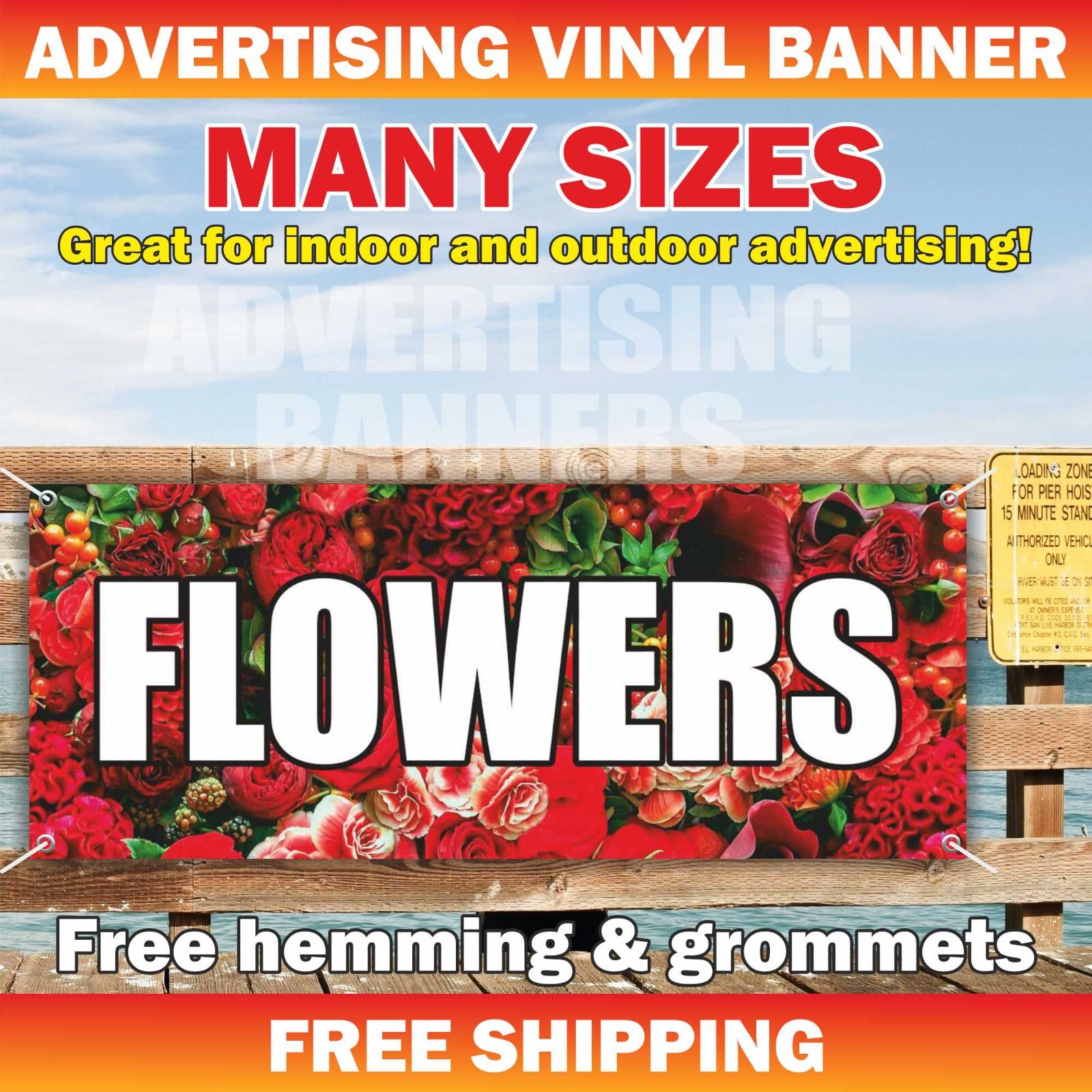FLOWERS Advertising Banner Vinyl Mesh Sign bouquets Flowers Shop GARDEN CENTER
