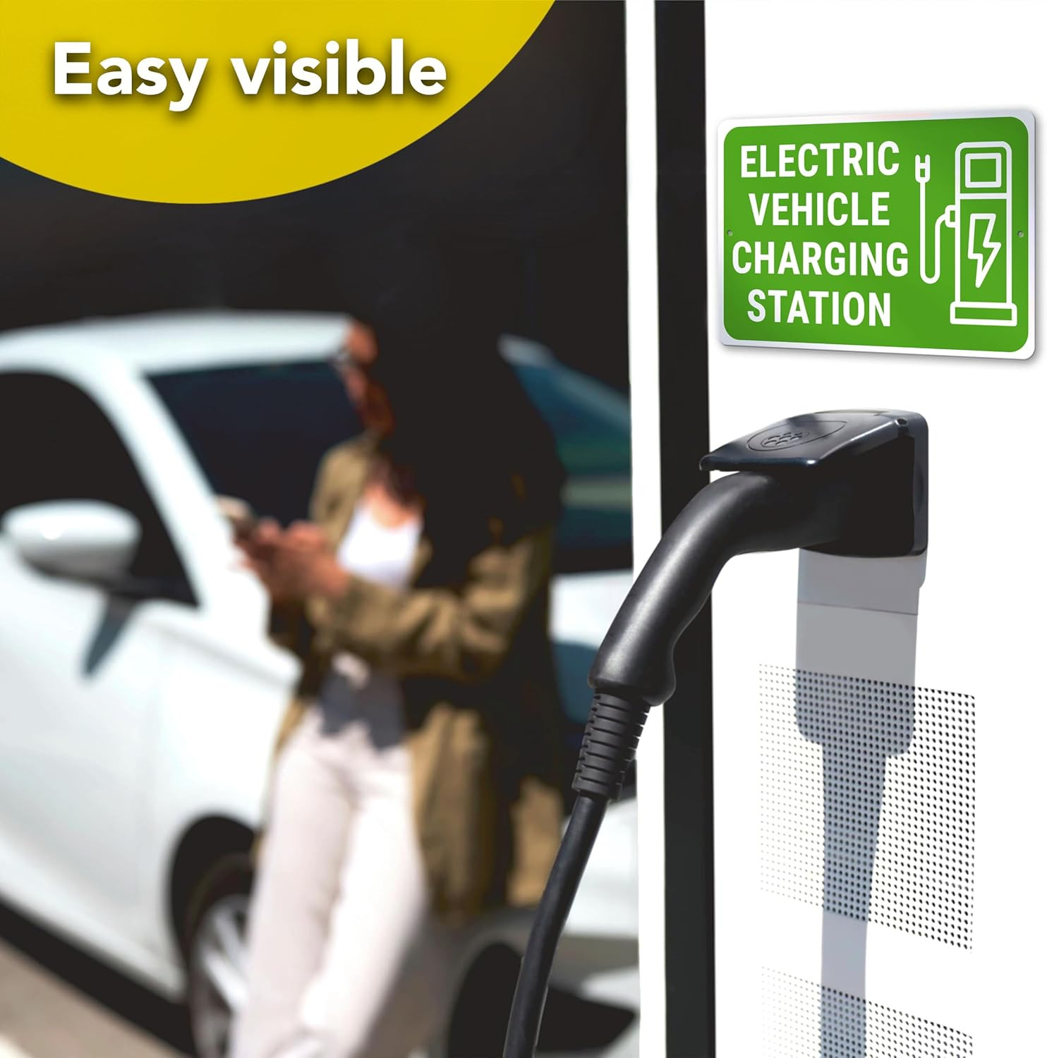 Electric Car Charging Station Sign – 8X12 Aluminum Ev Charging Sign for Garage