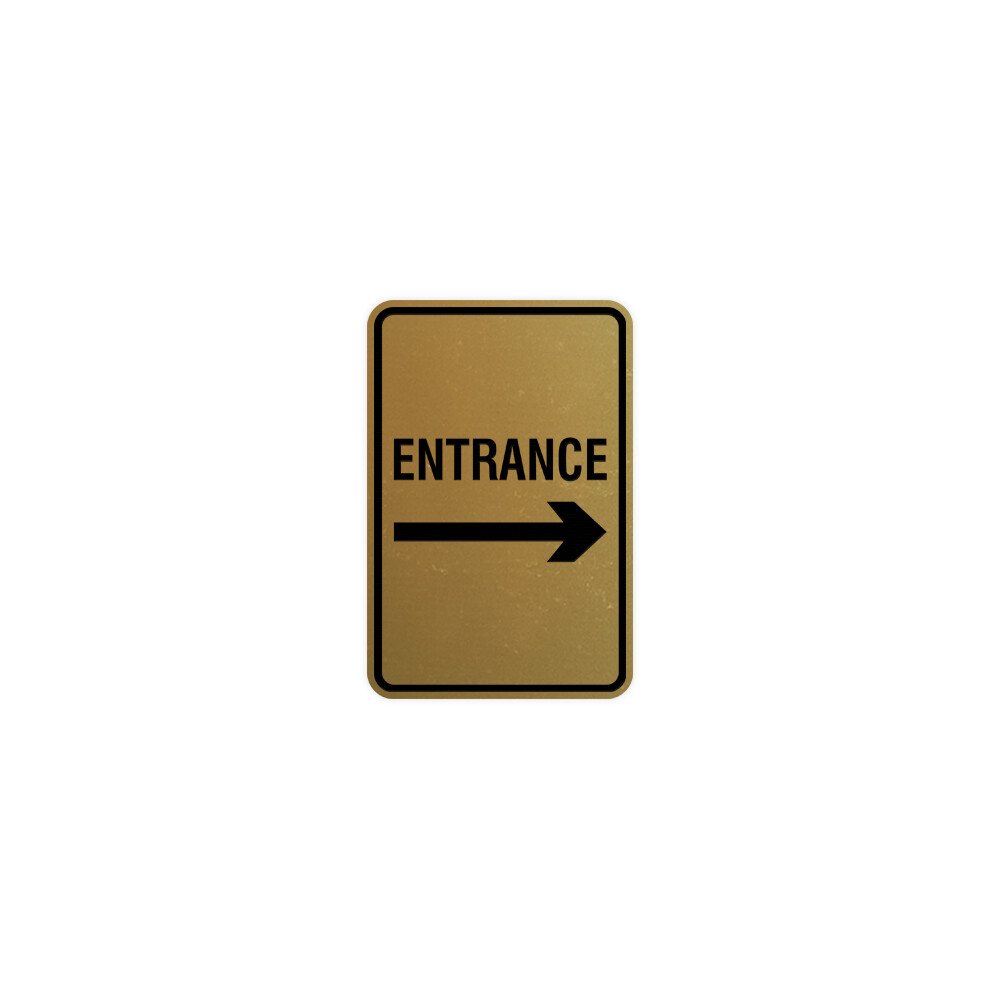Portrait Round Entrance Right Arrow Sign (Brushed Gold) Large 6″ x 8″