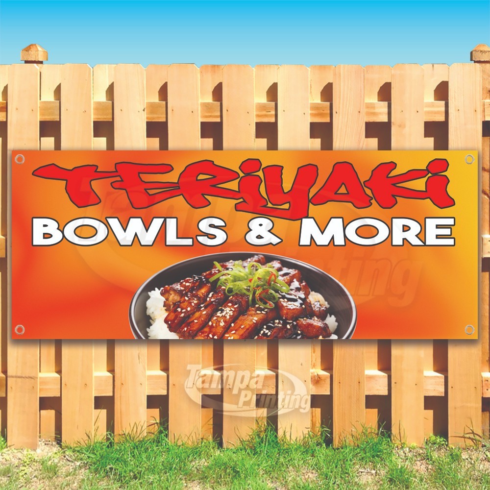 TERIYAKI BOWLS & MORE Advertising Food Vinyl Banner Flag Sign USA SB11156