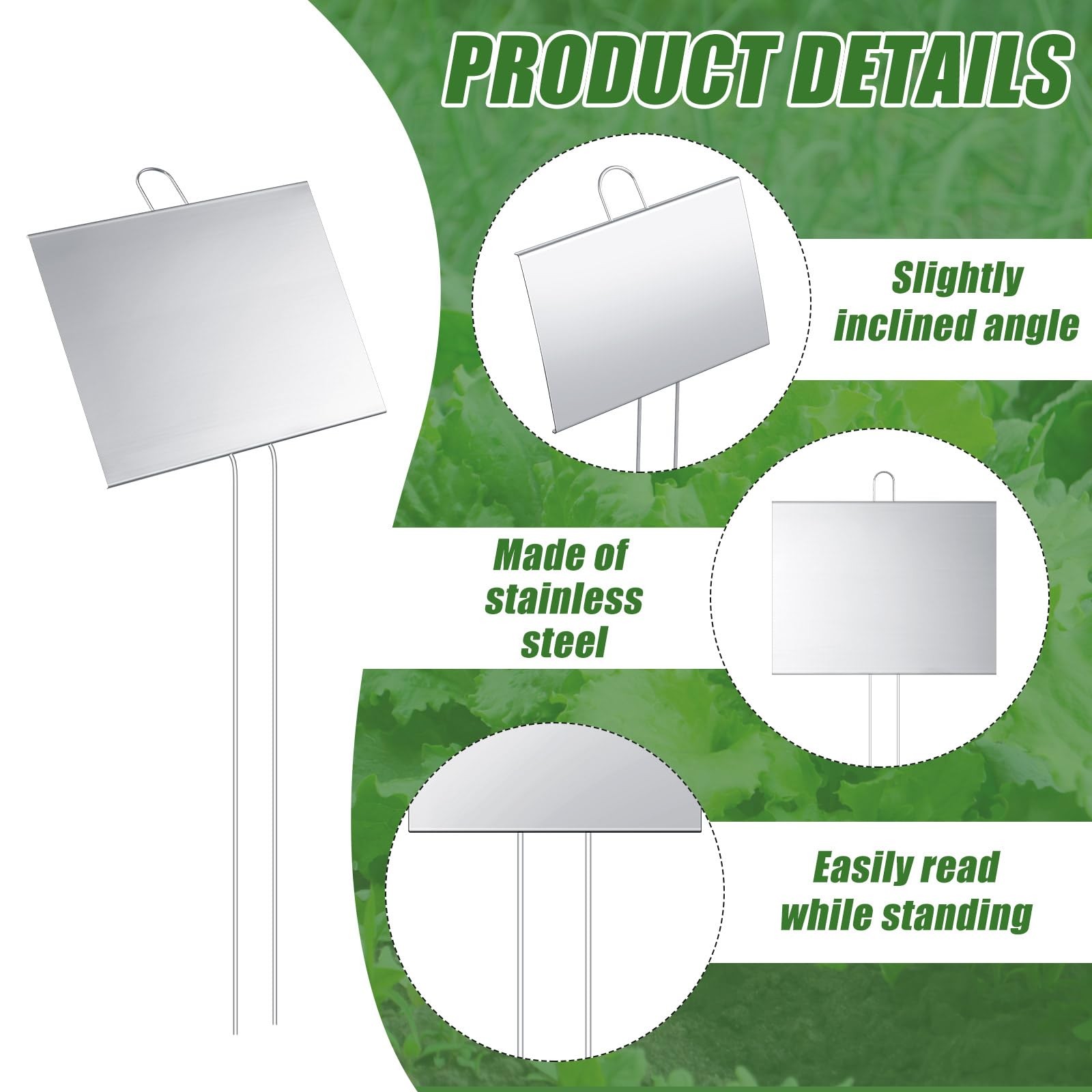 Landhoow 6 Pcs Large Garden Plant Markers Metal Plant Labels Sign 6” x 8” with