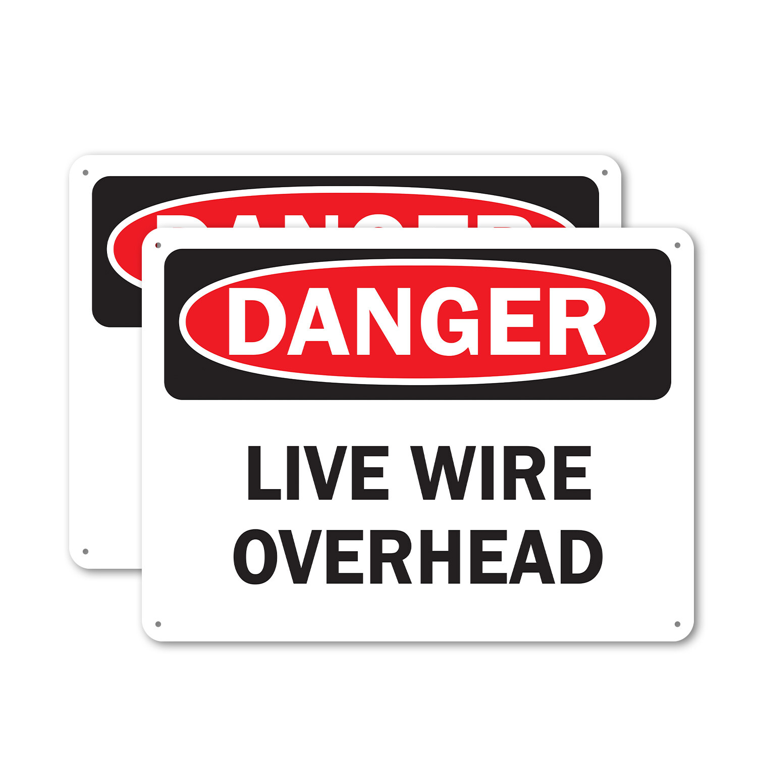 (2 Pack) Live Wire Overhead OSHA Danger Sign Decal Metal Plastic