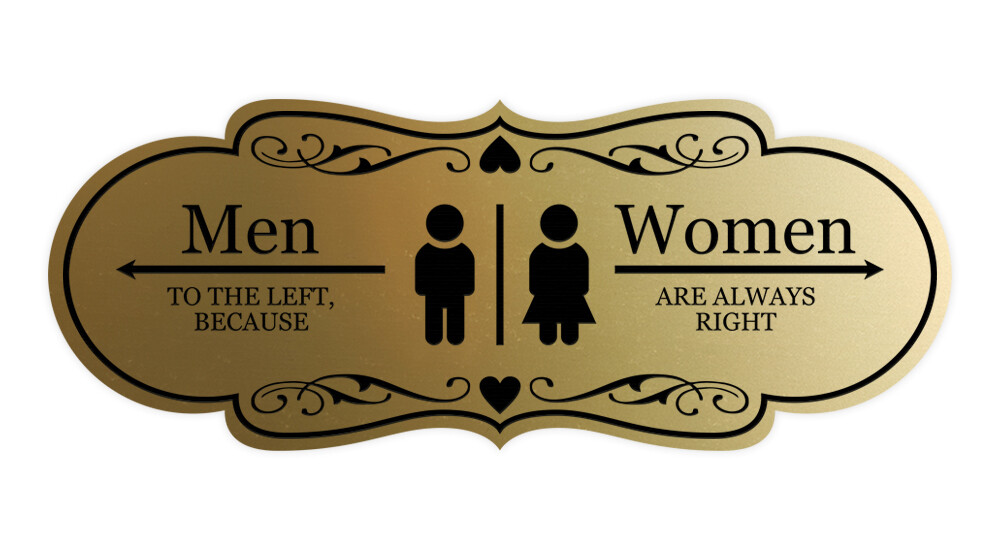 Designer Men to the Left, Because Women are Always Right, Restroom Sign