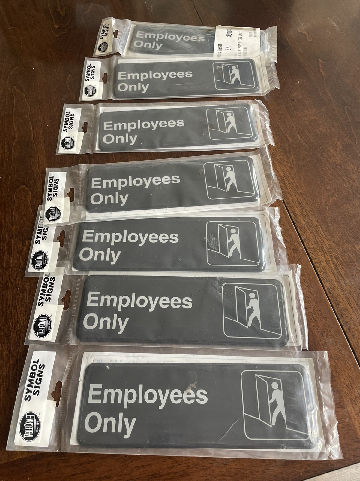 LOT of 7 ‘Employees Only’ Signs 3”x9” NOS Tablecraft Products (Malaysia)
