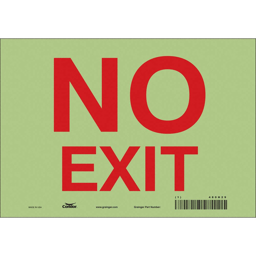 CONDOR 480H29 Safety Sign,7 in x 10 in,Glow Vinyl 480H29