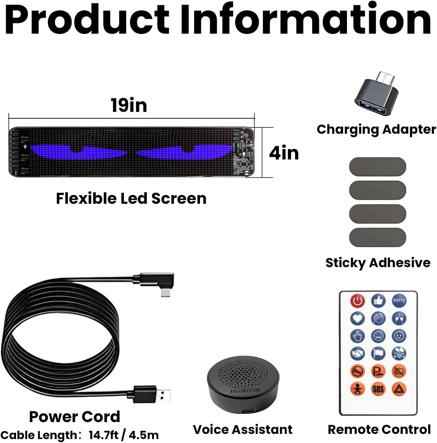 Devil Eyes LED Car Sign – 19″x4″ Programmable Animated Panel with App Control