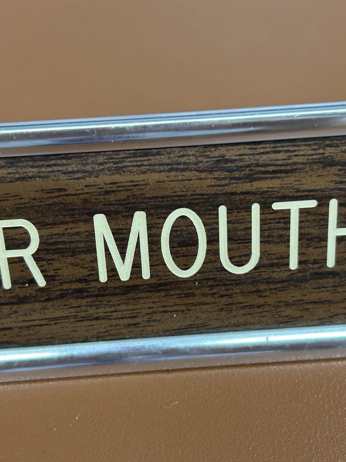Motor Mouth Office Envy Retro Desk Sign Gag Gift White Elephant Office Humor
