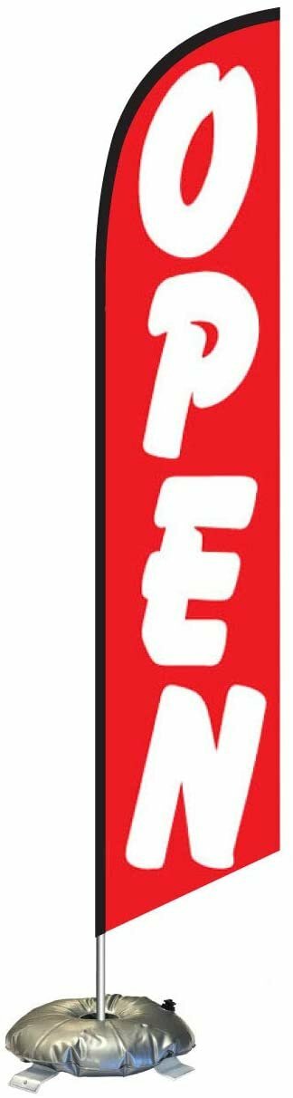 FFN Open Feather Flag Kit with Cross-Base and Weight-Donut, Outdoor…