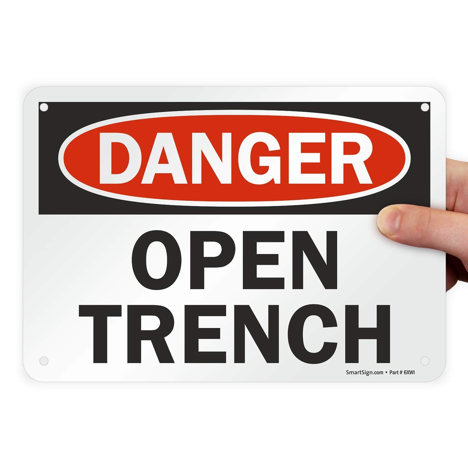 7″x10″ “Danger – Open Trench” Sign Plastic Safety Warning for Construction