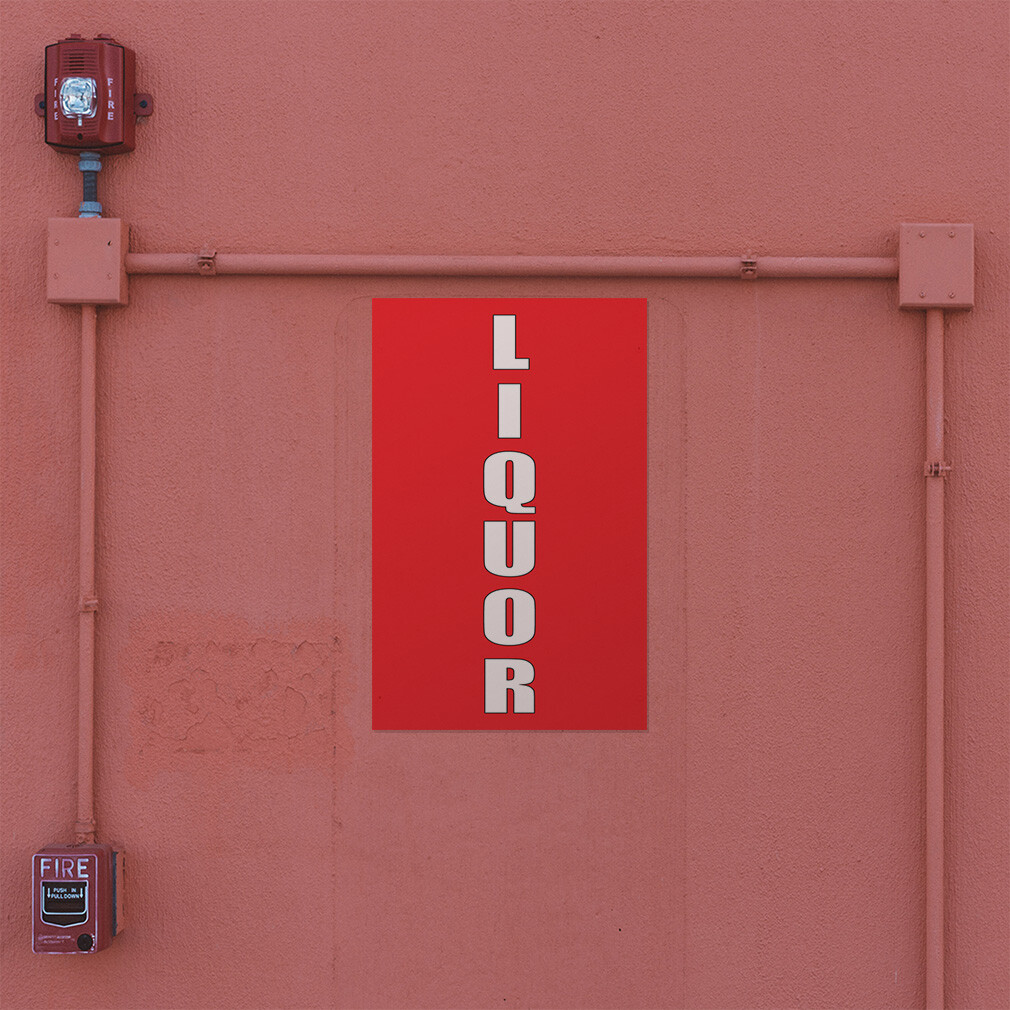 Door Decals Vertical Vinyl Stickers Multiple Sizes Liquor Red Industrial Vinyl