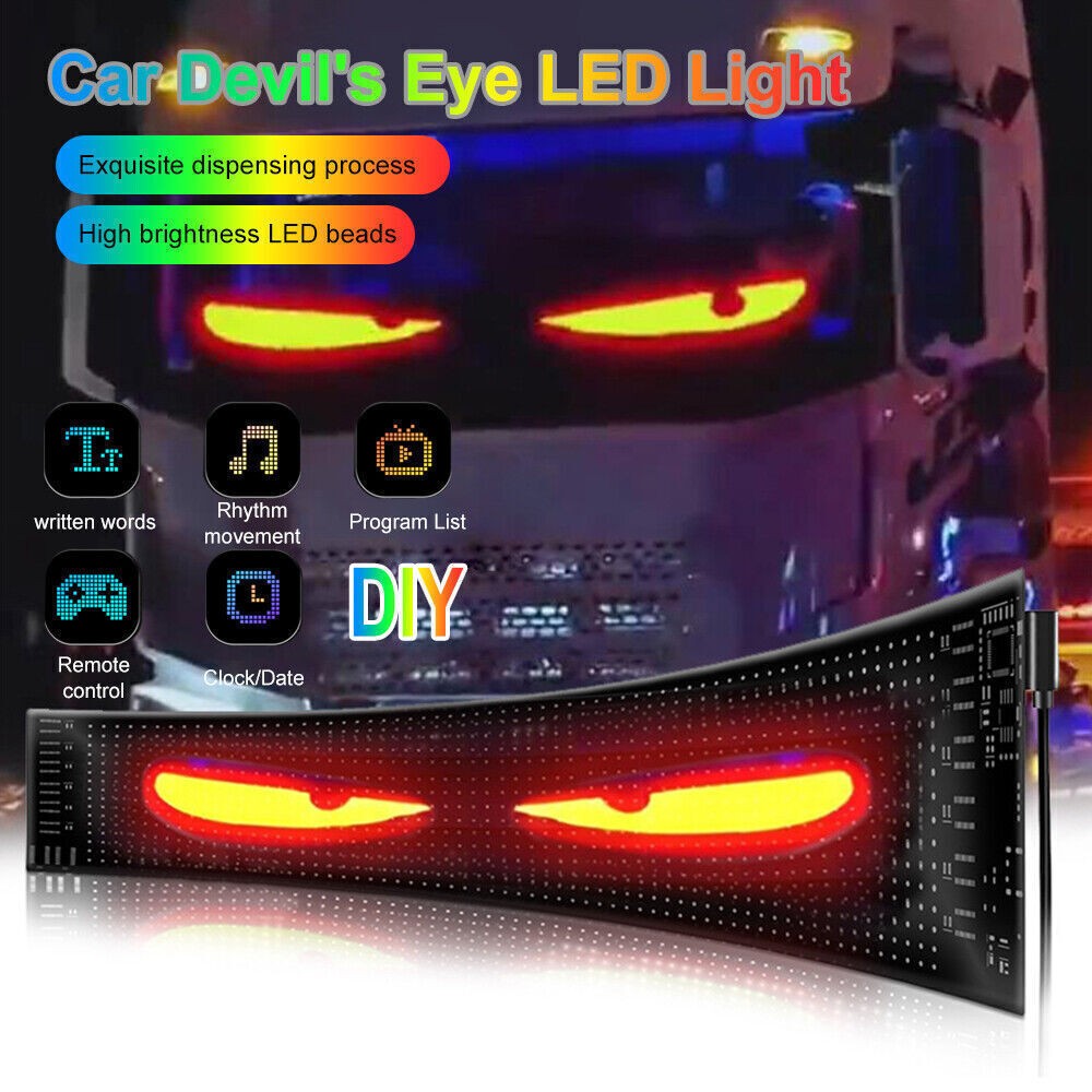 Programmable LED RGB Car Sign,Bluetooth LED with Remote Control LED Car Eye Sign
