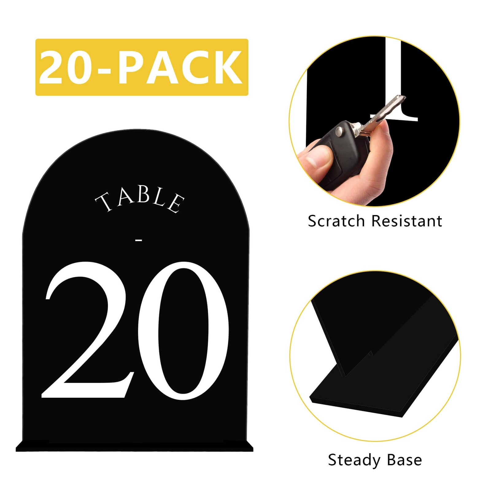 Arch Wedding Table Numbers 1-20 with Stands – Double-Sided Printed 5″ X 7″ Ac…