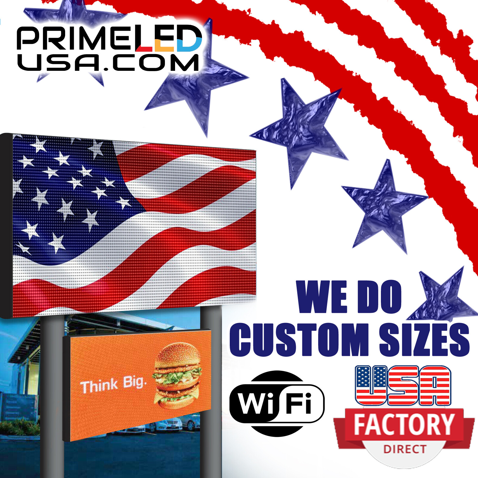 LED Sign P10 FULL COLOR 51″ x 101″ INDOOR/OUTDOOR DIP 10mm WIFI LED 4ft x 8ft