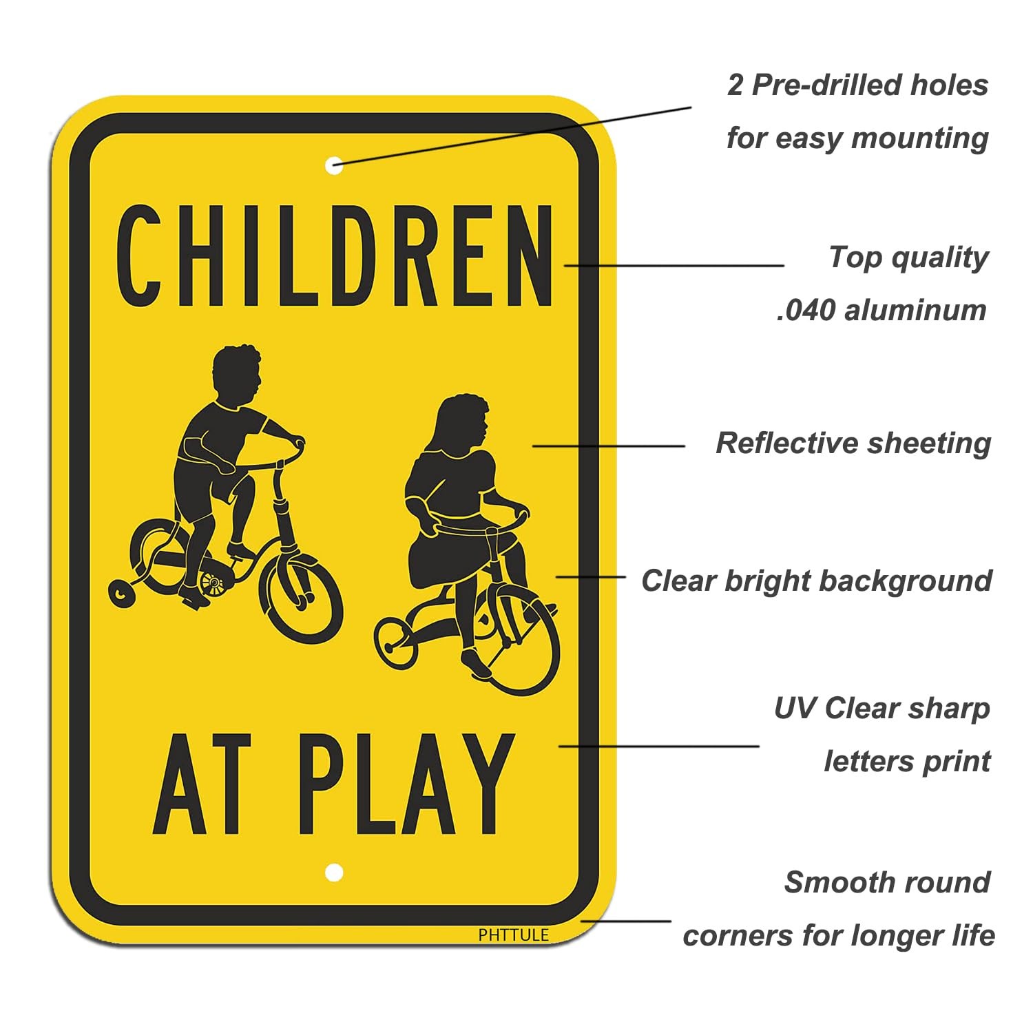 Children At Play Sign 2 Pack, 18 x 12 inch Kids Playing Pay Attention Metal S…