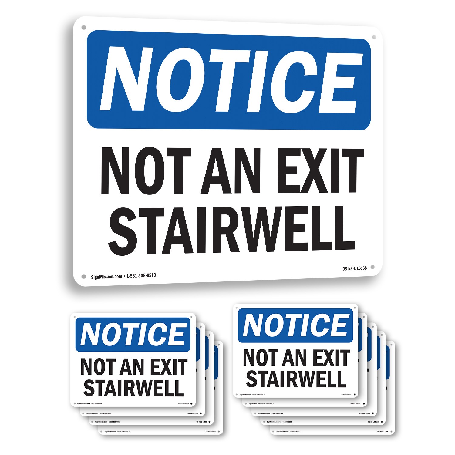 Not An Exit Stairwell OSHA Notice Sign Metal, Plastic, Or Decal – 5 or 10 Pack