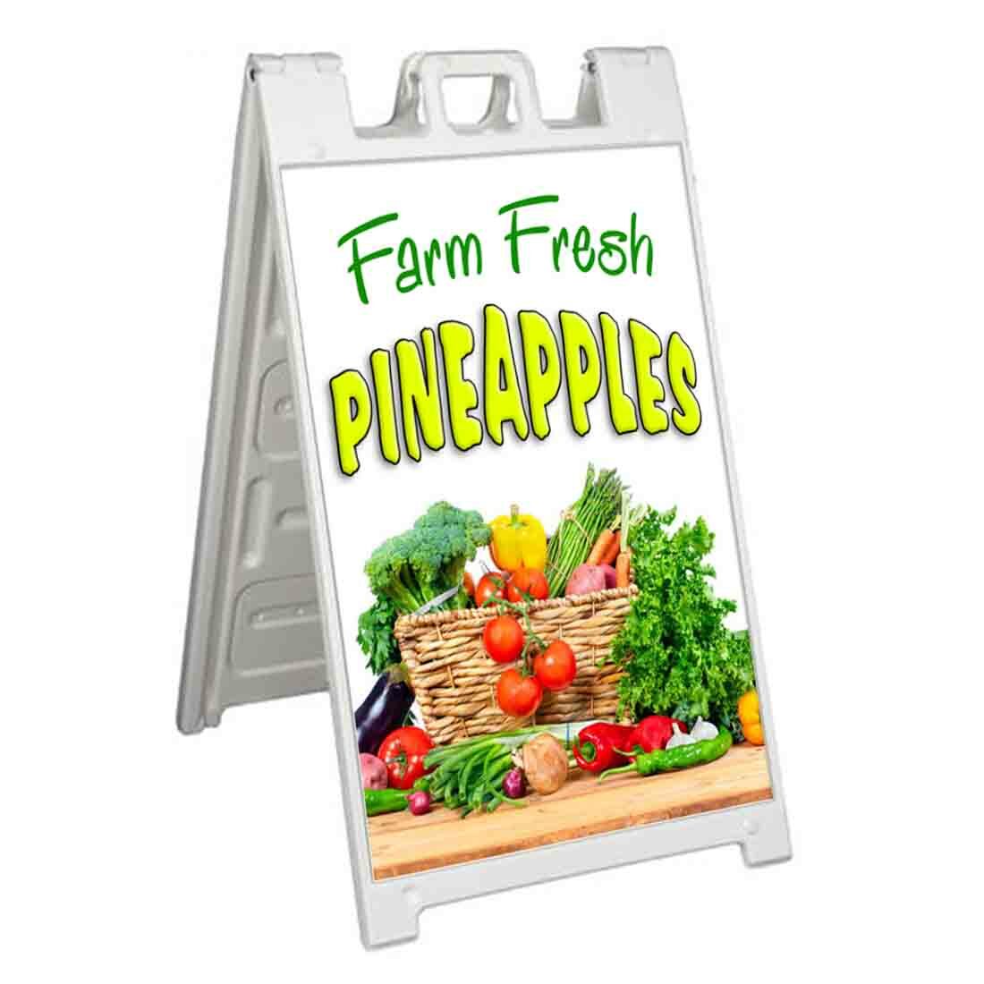 FARM FRESH PINEAPPLES Signicade 24×36 Aframe Sidewalk Sign Banner Decal FRUIT