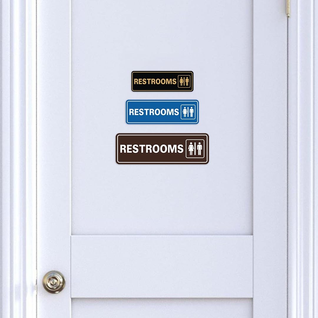 1 PC Standard Restrooms Sign Brushed Gold Large Wall Door Adhesive Displays