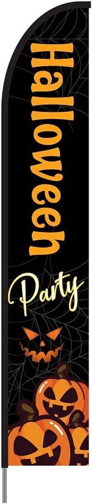 Halloween Party Sign Feather Flag Swooper Banner Pole Kit Store Sign, 15ft
