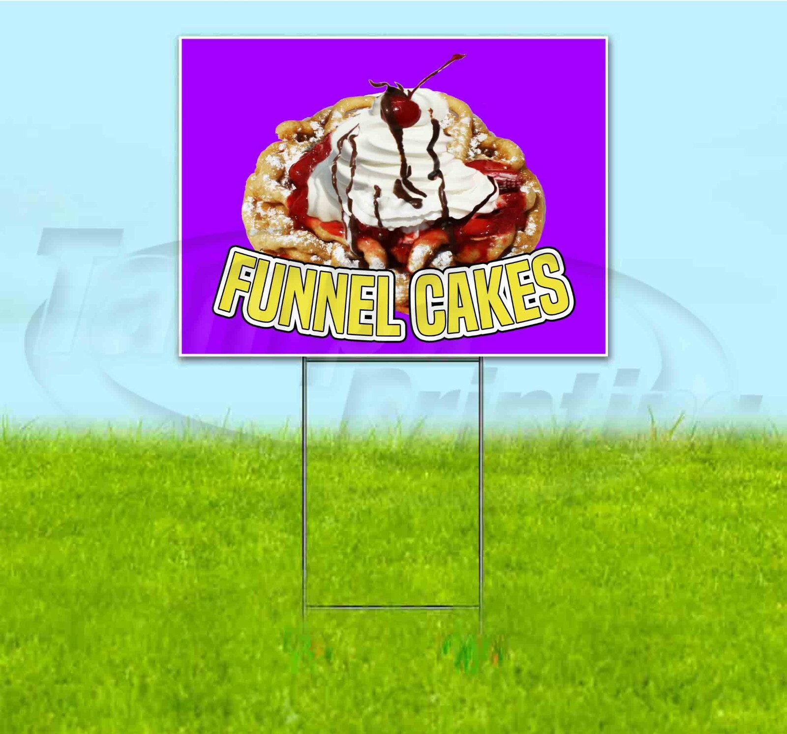 FUNNEL CAKES 18×24 Yard Sign WITH STAKE Corrugated Bandit USA BUSINESS FOOD
