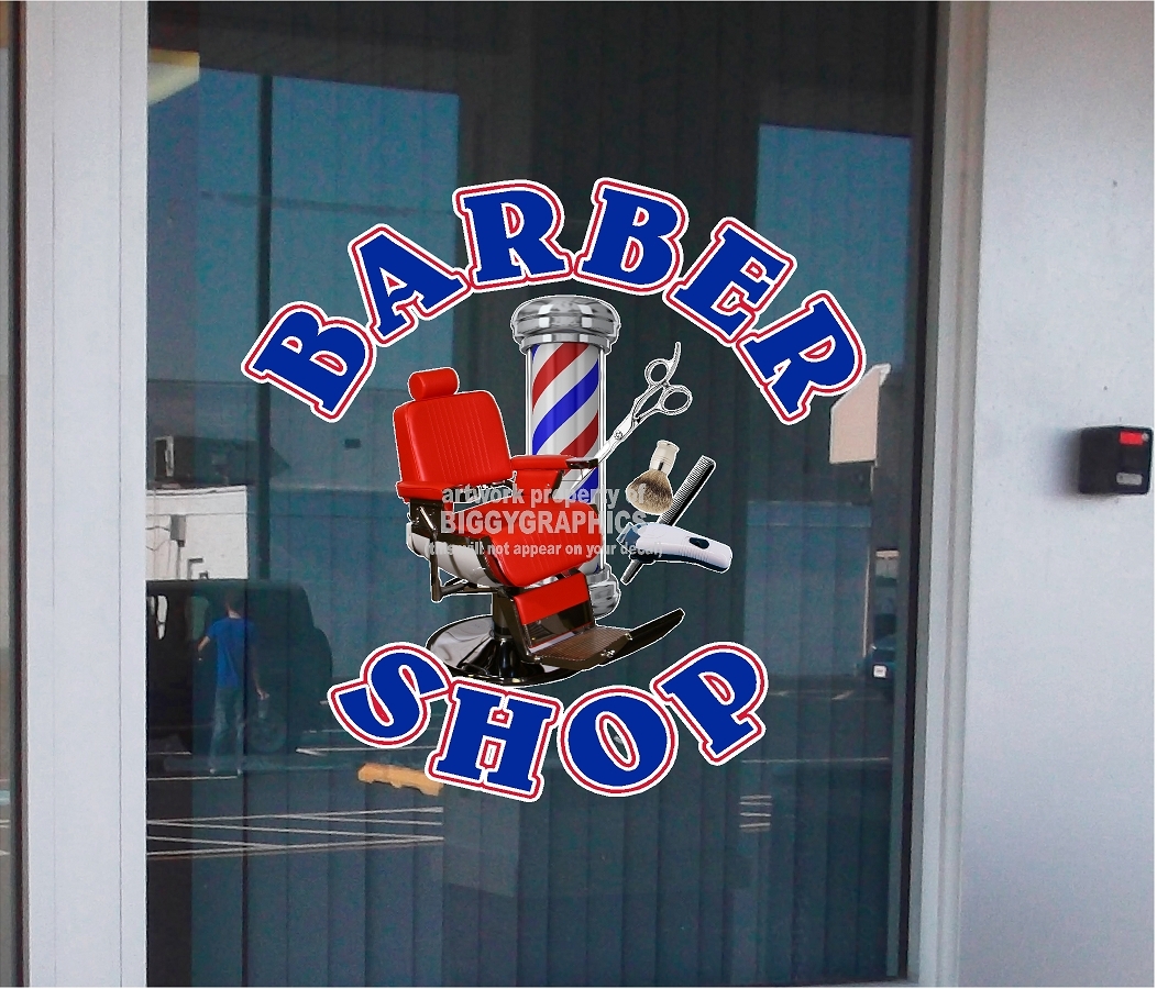42″ X 42″ VINYL DECAL FOR BARBER SHOP HAIR DRESSER WALL OR WINDOW NEW!