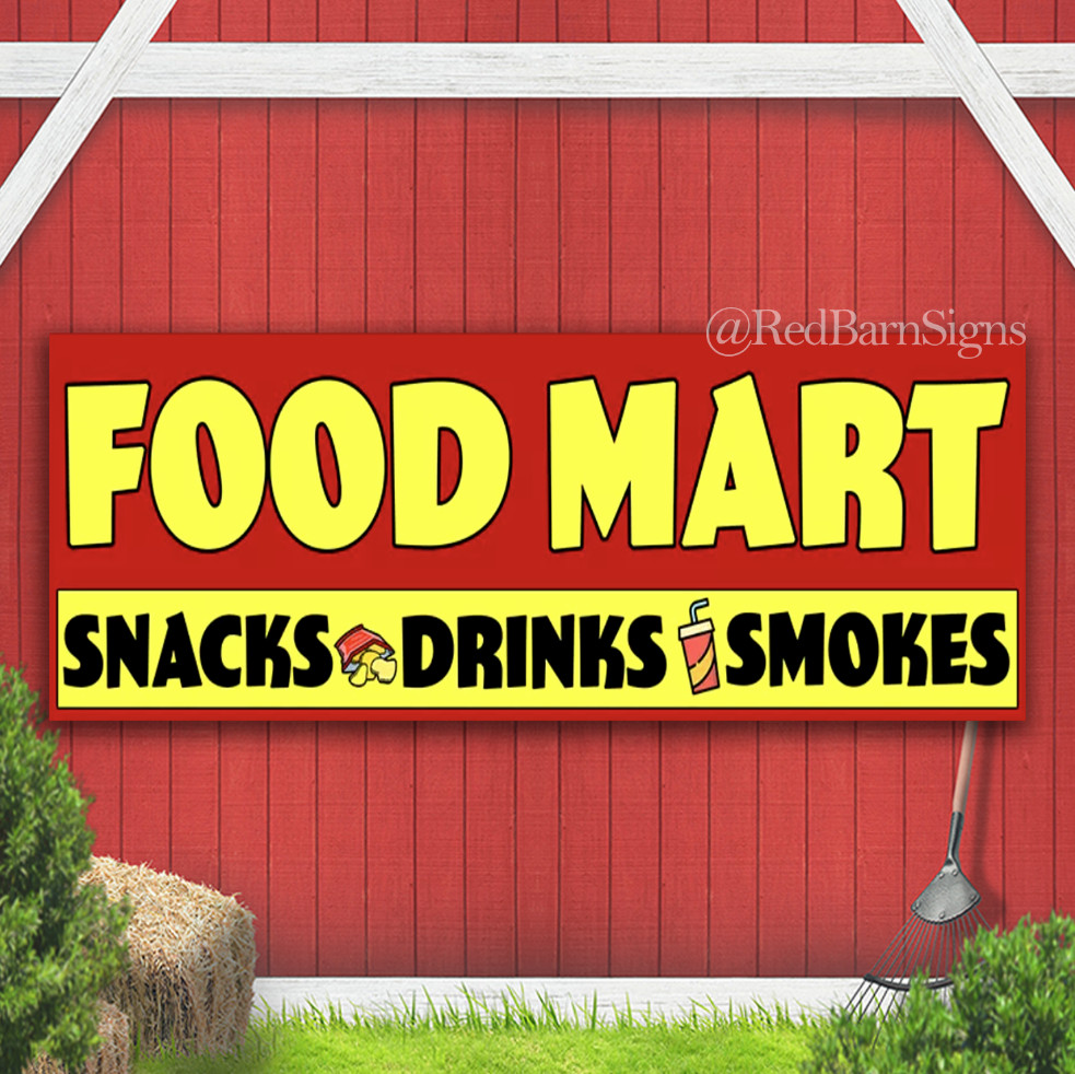 FOOD MART Vinyl Banner Sign with Optional Sizes (Made in the USA)