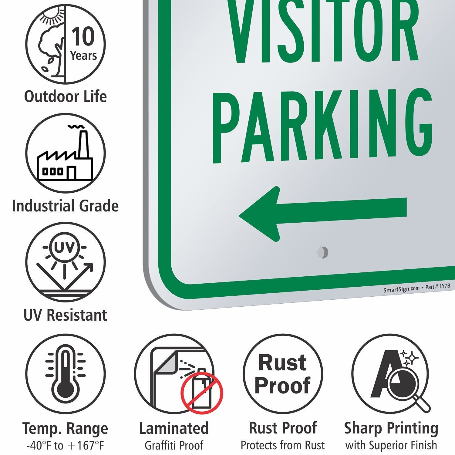 18×12 inch Customer Visitor Parking Metal Sign with Left Arrow Green White
