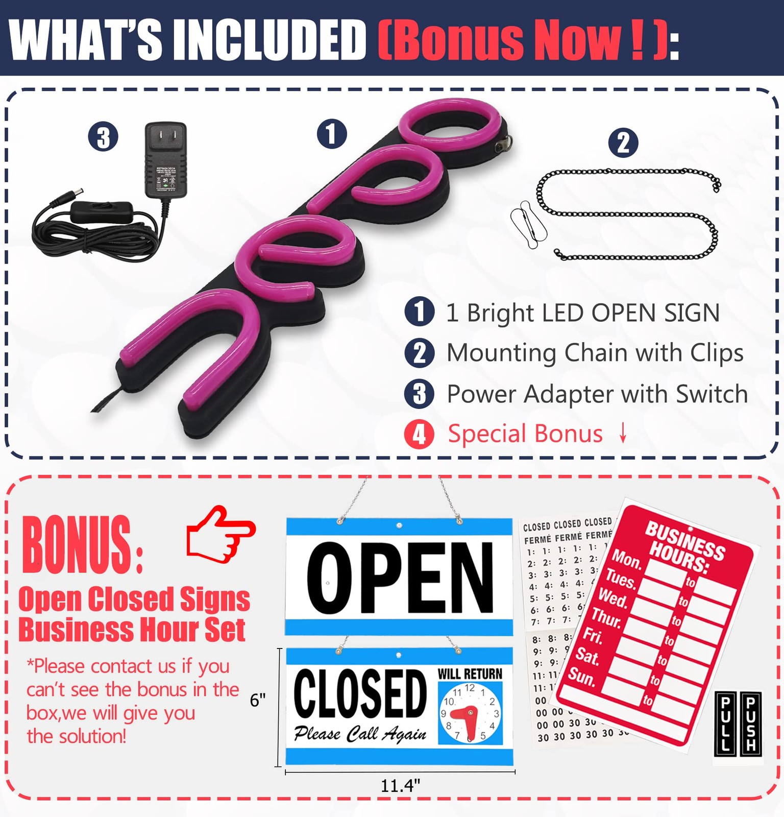 LED Neon Open Sign 16×6 Inch for Business, Restaurant, Retail, 12V Power, ON/OFF