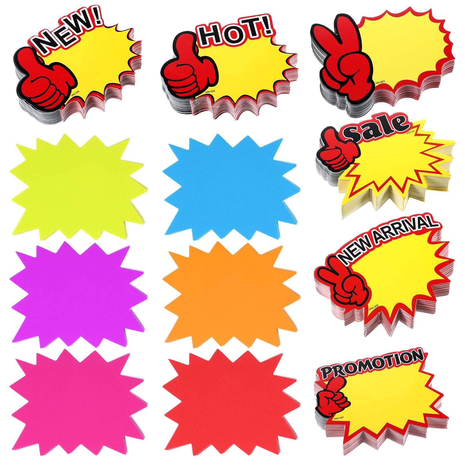 1200 PCS Starburst Sale Signs 12 Styles Fluorescent Price Tags Retail Garage