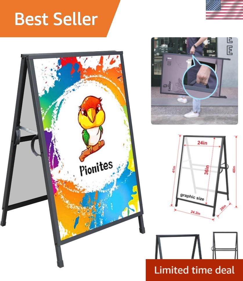 Heavy Duty Slide-in Folding A Frame Sign Sidewalk Sign 24x 36 Inch Sandwich B…