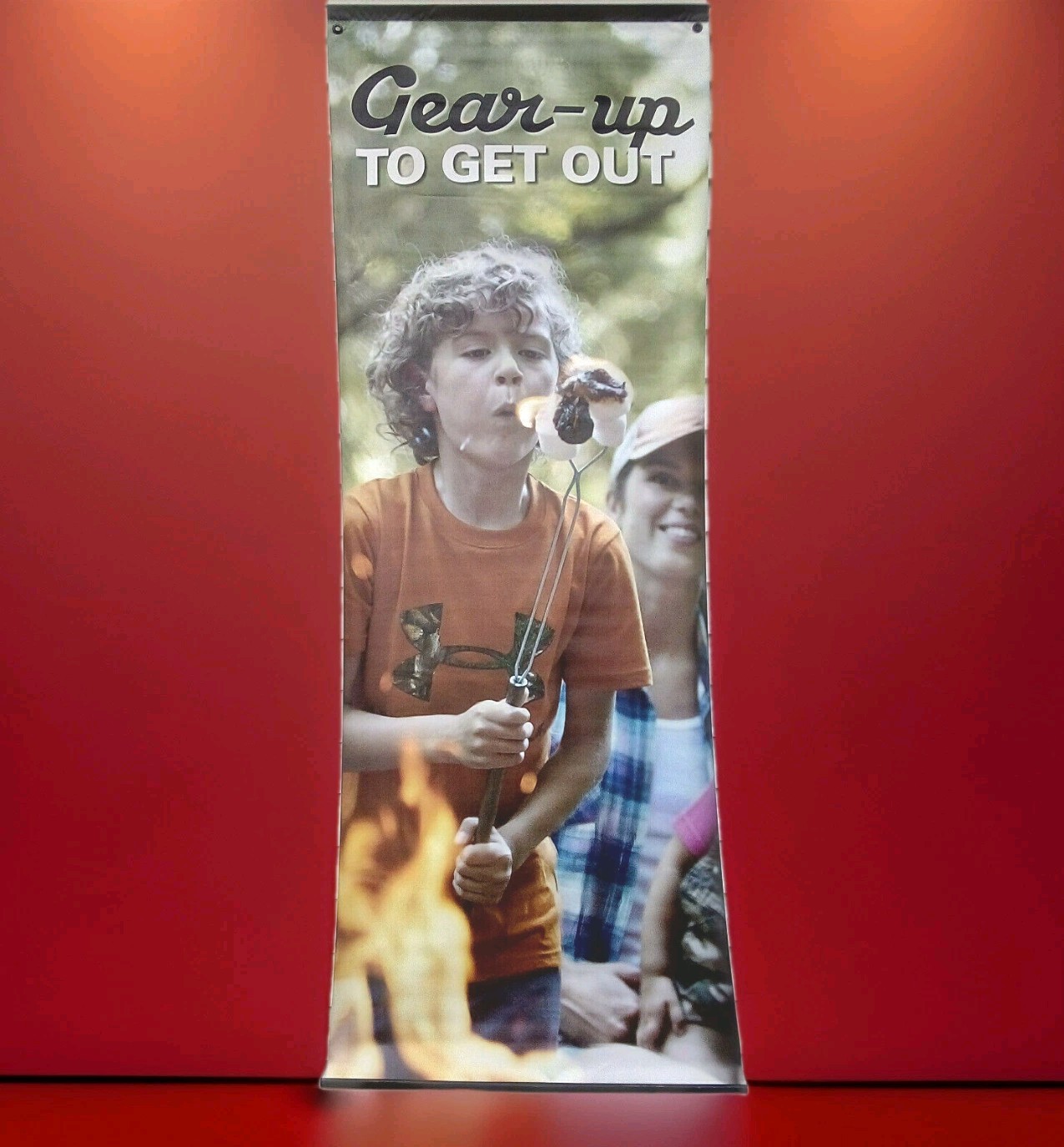 GEAR UP TO GET OUT CAMPING VINYL OUTDOOR SIGN STORE BANNER COMMERCIAL 30″ x 82″