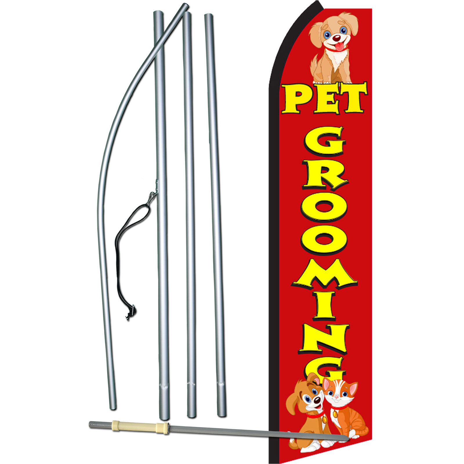 Pet Grooming Flag with Flag Pole and Spike