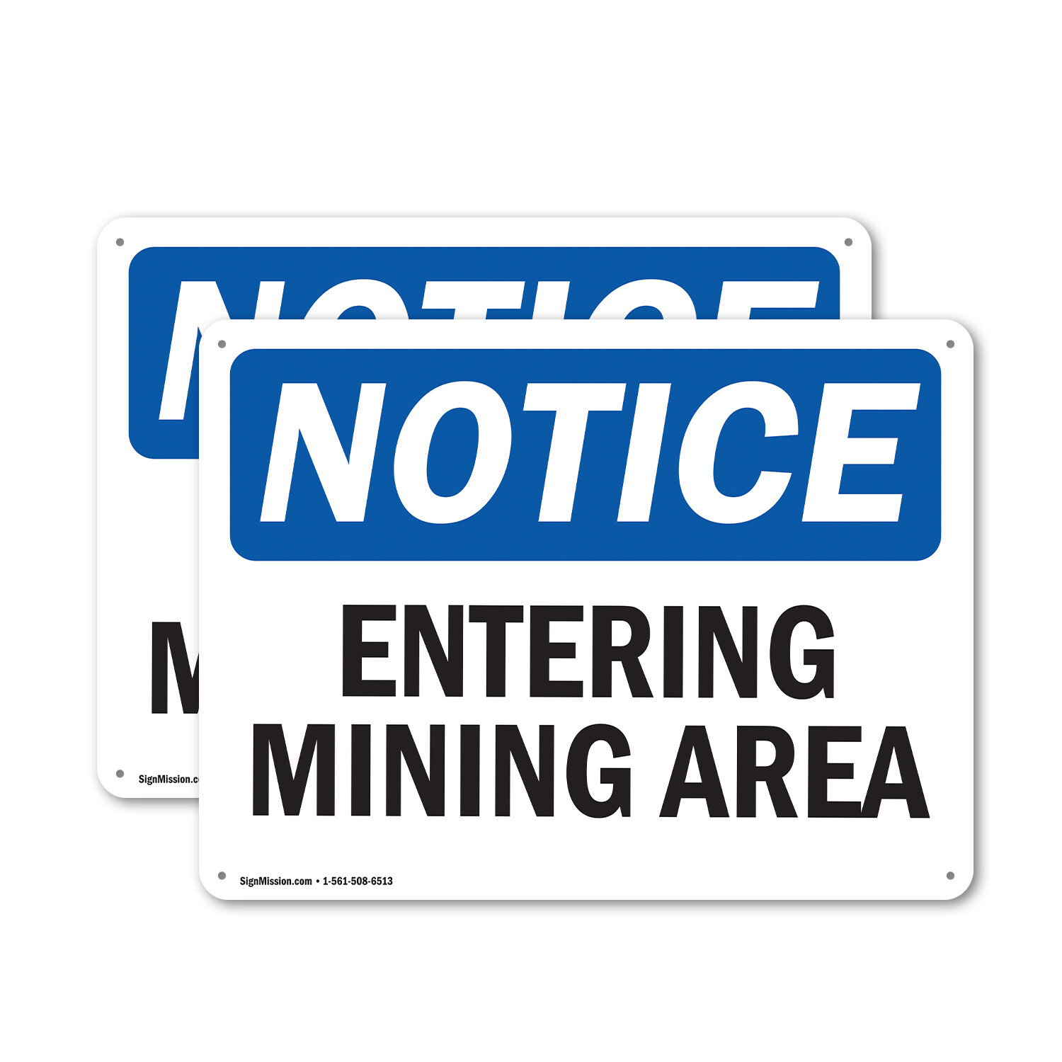 (2 Pack) Entering Mining Area OSHA Notice Sign Decal Metal Plastic