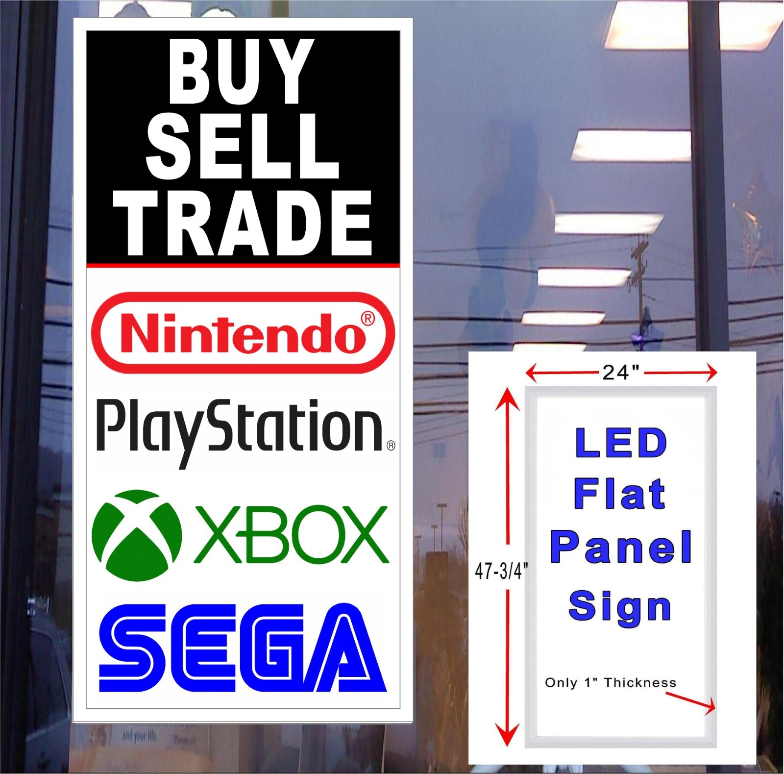 Buy Sell Trade Game Consoles video Game xbox sega Led Light Box window Sign
