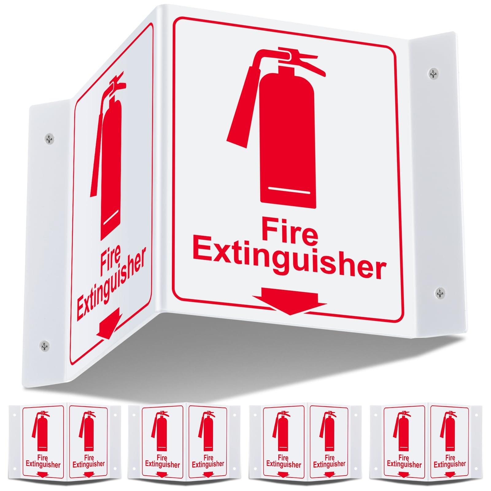 4 Pcs Fire Extinguisher Projecting Sign Glow in The Dark 2 Sided V Shaped Acr…