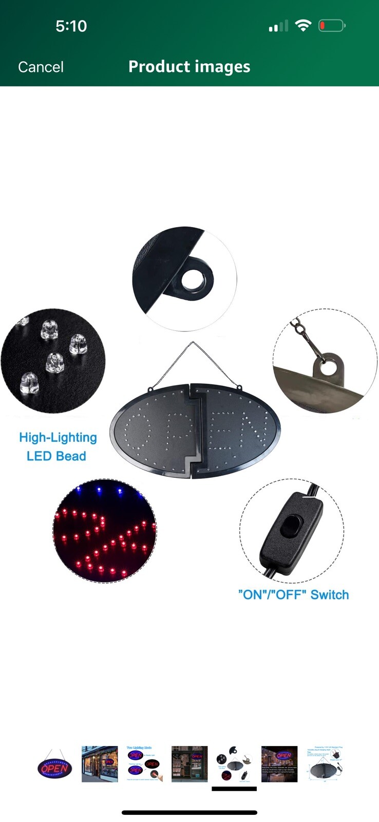 LED Open Sign Letrero Neon Comercial de 19×10 para Negocio Tienda Bar Evento