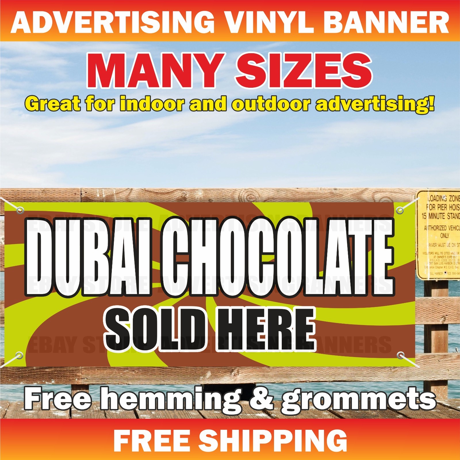 DUBAI CHOCOLATE SOLD HERE Advertising Banner Vinyl Sign Sweets Store Candy Sale