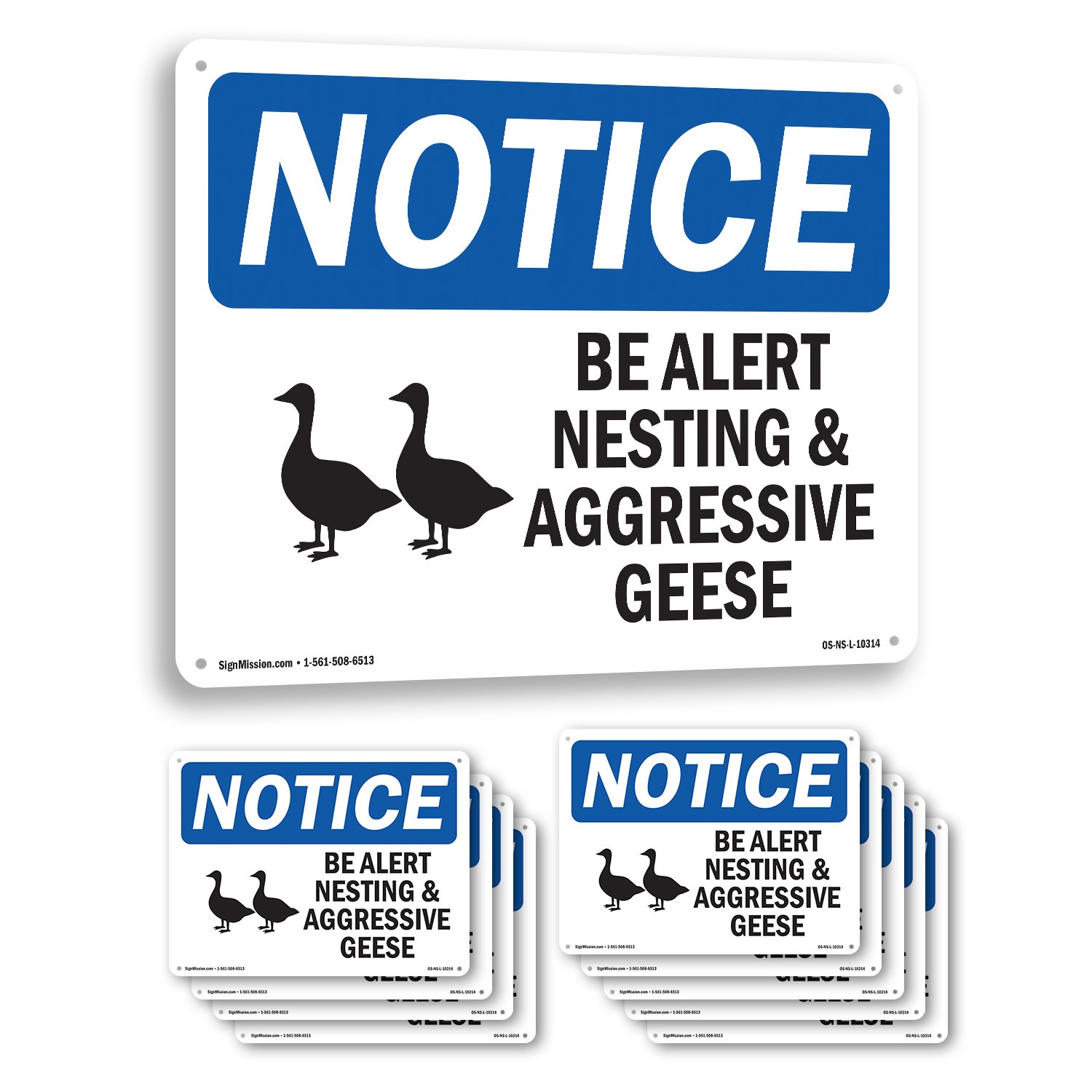 Be Alert Nesting And Aggressive Geese OSHA Notice Sign Or Decal – 5 or 10 Pack