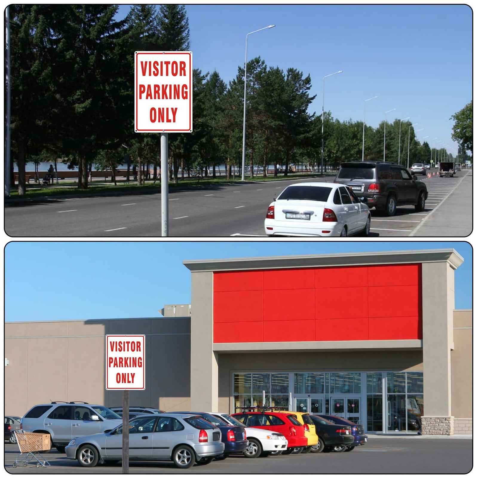 2 PCS Visitor Parking Only Sign 18×12 Inch Reflective Aluminum Metal Guest