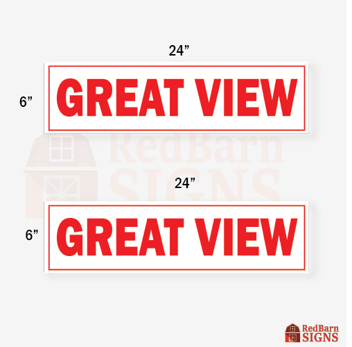 Great View 6″x24″ REAL ESTATE RIDER SIGNS Double Sided 2PK – Visible Durable