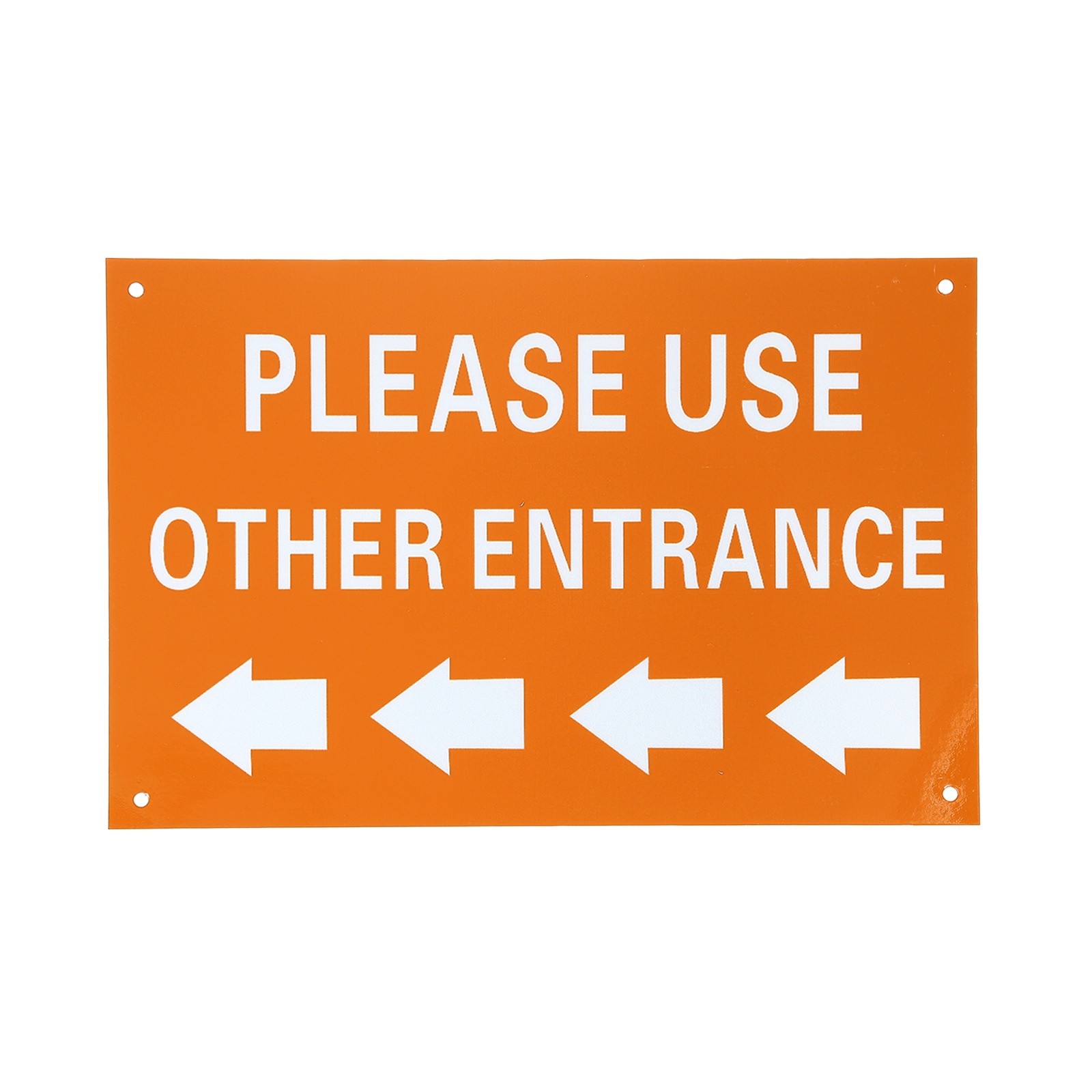 Please Use Other Entrance Sign, Left Arrow, Orange Yellow on Dark White