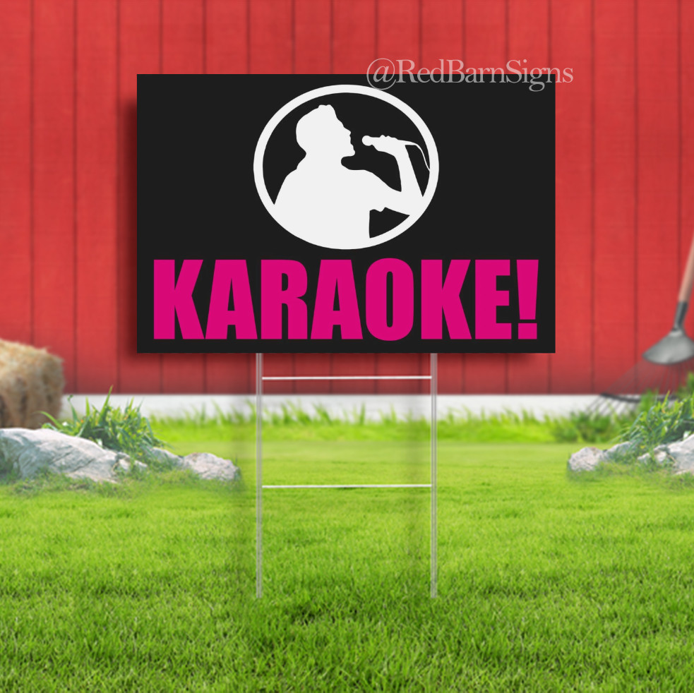 KARAOKE DJ Bar Party Club Disco Bar Indoor Outdoor Yard Sign with metal stakes