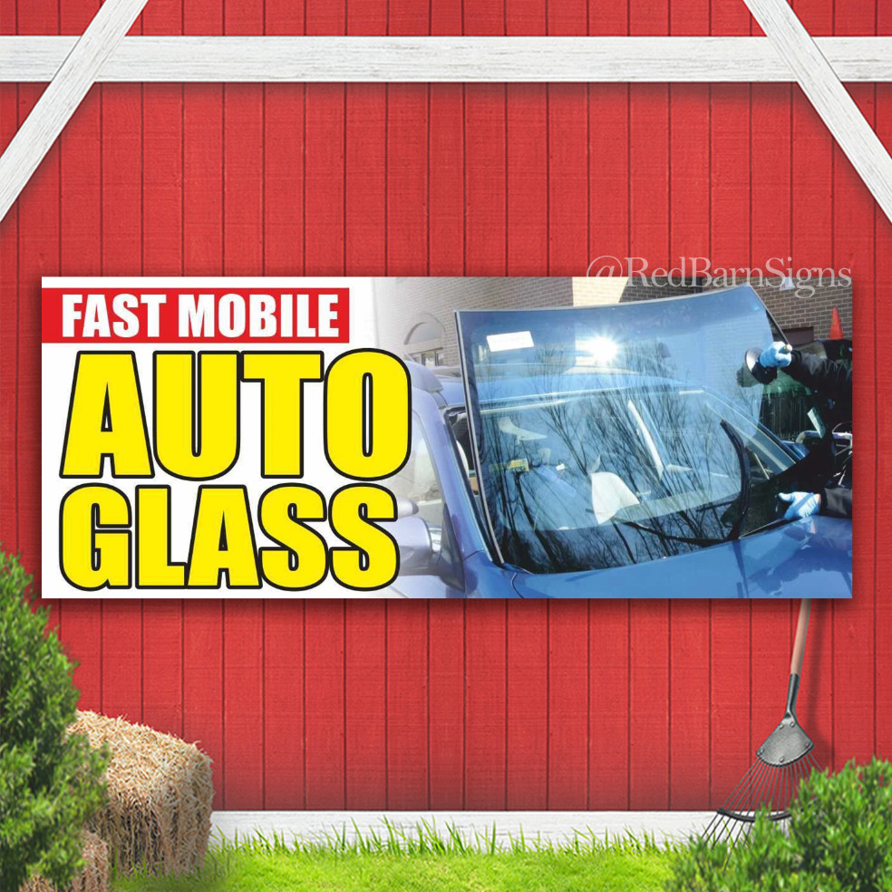 Fast Mobile Auto Glass car ас service shop windshield Indoor Outdoor Banner Sign