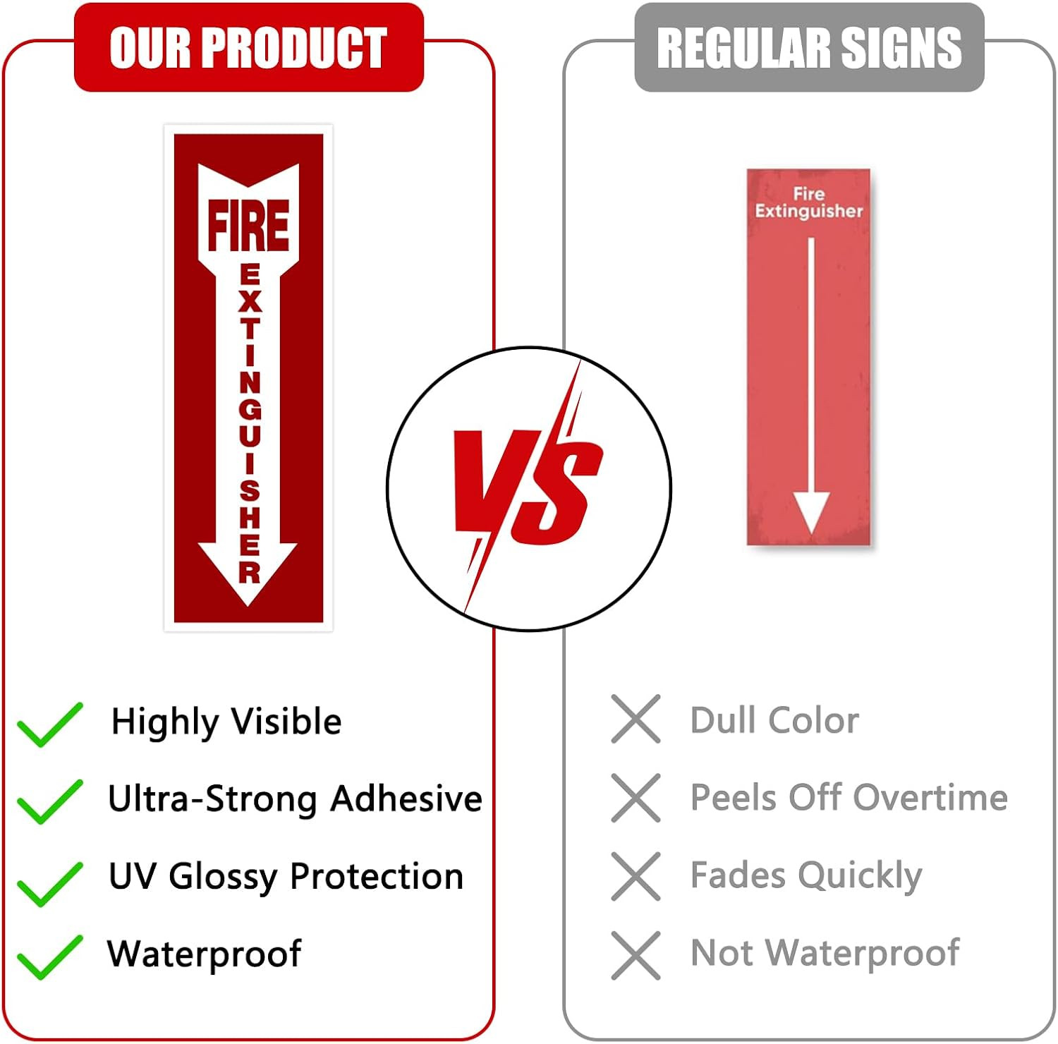 Fire Extinguisher Signs,Safety Sign Sticker Glow in the Dark 12 Pack 4″ X 12″