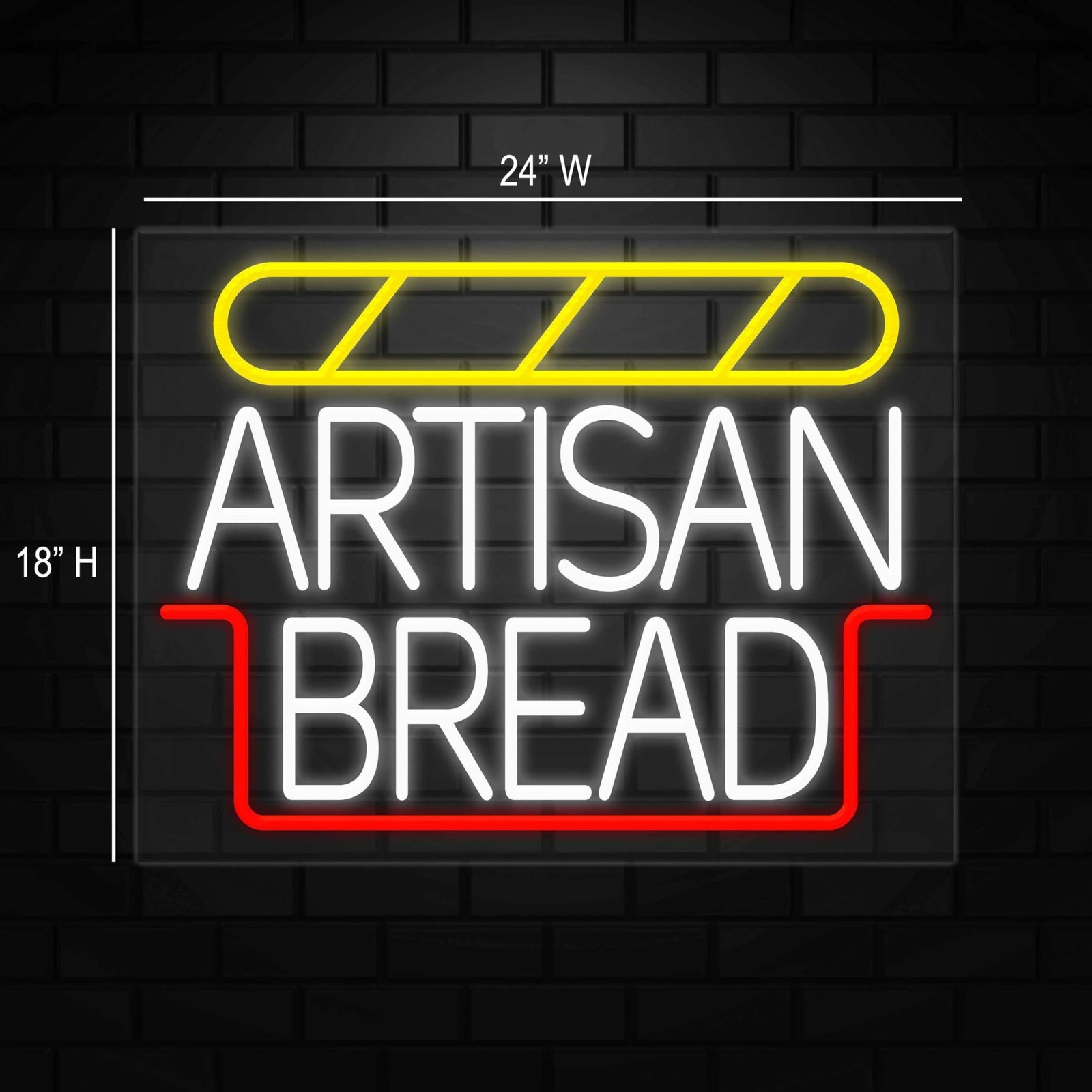 Artisan Bread Neon Sign for Retail Displays | LED Flex Neon | 24″W x 18″H x 1″D