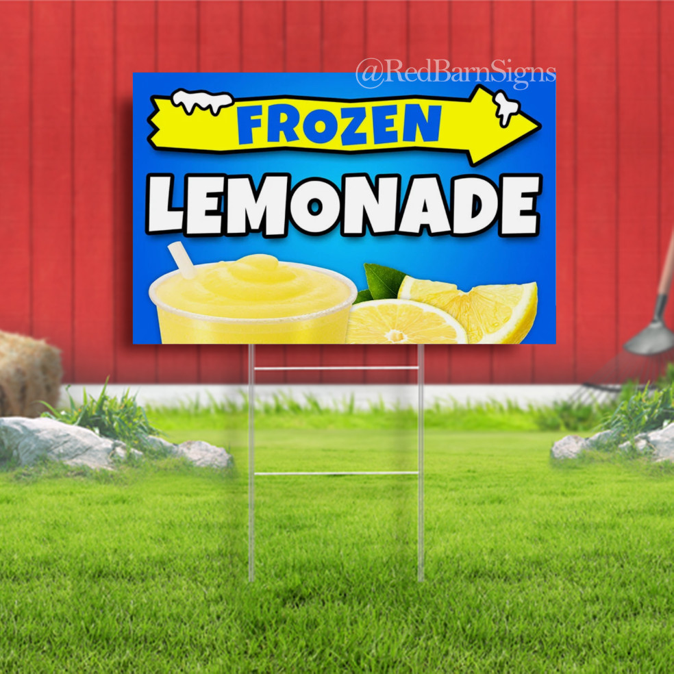 Frozen Lemonade Indoor Outdoor Yard Sign with metal stakes