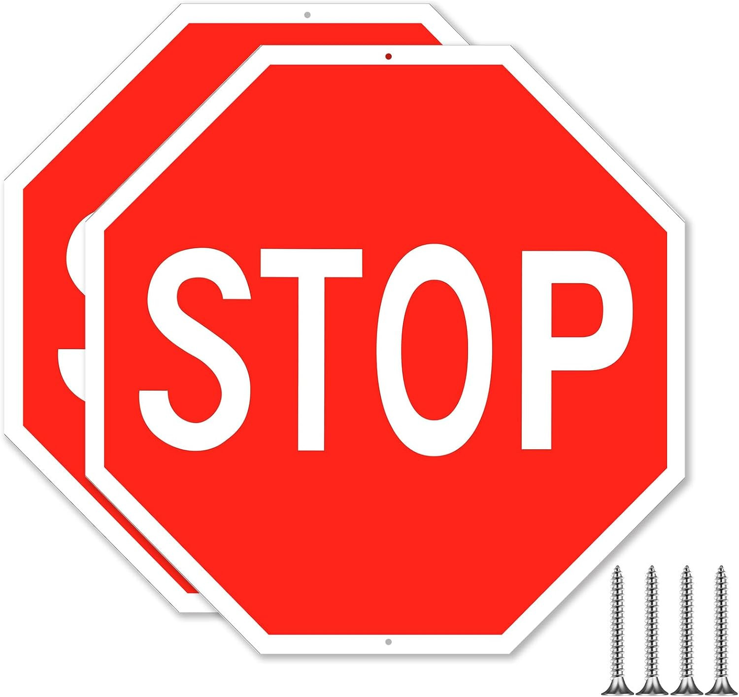 Large 24×24 Inch Reflective Stop Signs – 2 Pack, Weather Resistant Safety Signs